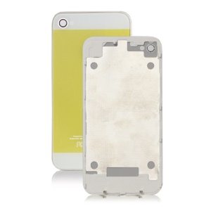 iPhone 5 Style Glass iPhone 4 Back Cover Housing - White / Yellow