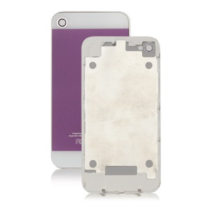 iPhone 5 Style Glass Back Cover Housing for iPhone 4 - White / Purple