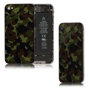 Dark Blue Camouflage Glass Back Cover Housing for iPhone 4