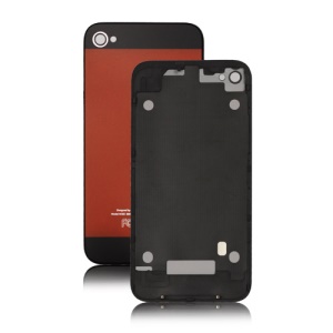 iPhone 5 Style Glass Back Cover Housing for iPhone 4 - Black / Orange