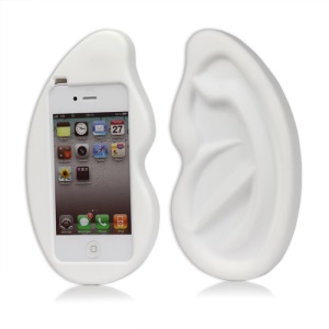 Giant Ear Shaped Silicone Case for iPhone 4 4S - White