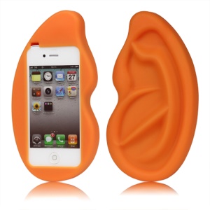 Giant Ear Shaped Silicone Case for iPhone 4 4S - Orange