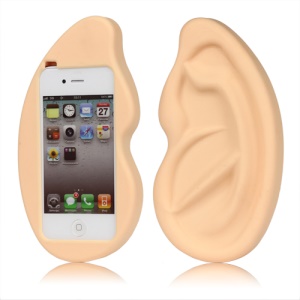Giant Ear Shaped Silicone Case for iPhone 4 4S - Yellow