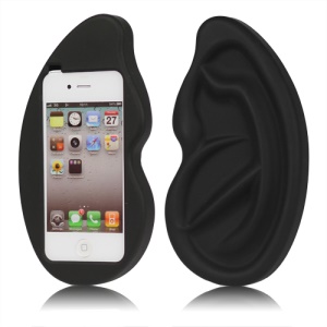 Giant Ear Shaped Silicone Case for iPhone 4 4S - Black