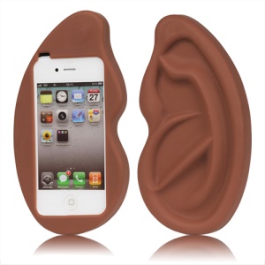Giant Ear Shaped Silicone Case for iPhone 4 4S - Coffee