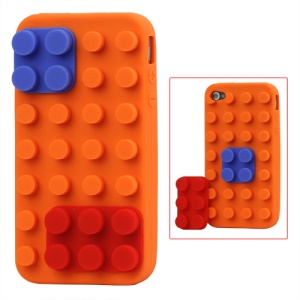 Building Block Silicone Case for iPhone 4 4S - Orange