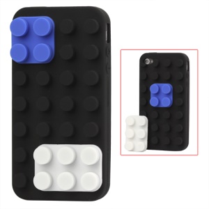 Building Block Silicone Case for iPhone 4 4S - Black