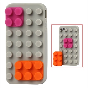 Building Block Silicone Case for iPhone 4 4S - Grey