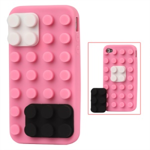Building Block Silicone Case for iPhone 4 4S - Pink