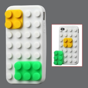 Building Block Silicone Case for iPhone 4 4S - White