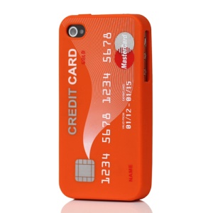 Stylish Credit Card Silicone Case Cover for iPhone 4 4S - Orange