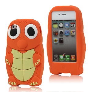 Cute Sea Turtle Silicone Case Cover for iPhone 4 4S - Orange