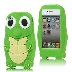 Lovely Sea Turtle Silicone Case Cover for iPhone 4 4S - Green