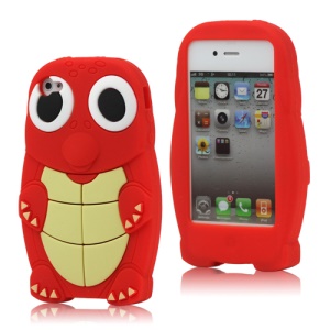 iPhone 4 4S Cute Sea Turtle Silicone Case Cover - Red