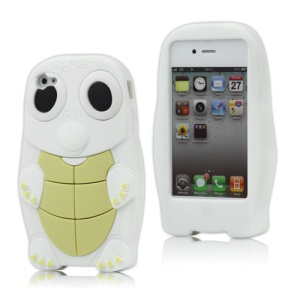 Cute Sea Turtle Silicone Case Cover for iPhone 4 4S - White