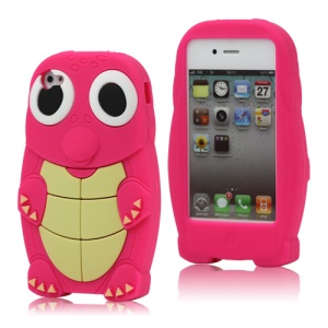 Adorable Sea Turtle Silicone Skin Case for iPhone 4 4S - Rose