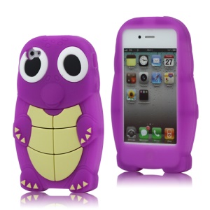 Lovely Sea Turtle Silicone Skin Case Cover for iPhone 4 4S - Purple