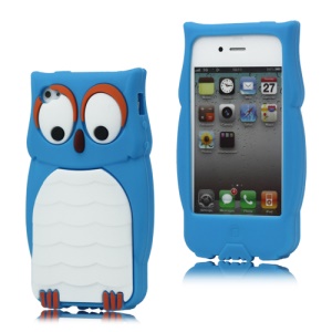Likable Owl Designs Silicone Cover for iPhone 4 4S - Blue