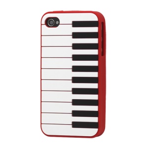 Stylish Piano Silicone Case Cover for iPhone 4 4S - Red