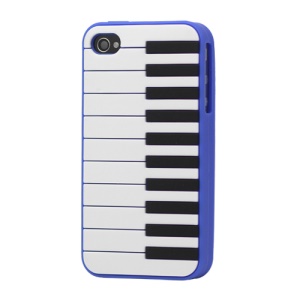 Stylish Piano Silicone Case for iPhone 4 4S - Dark Blue