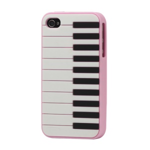 Stylish Piano Silicone Cover Case for iPhone 4 4S - Pink