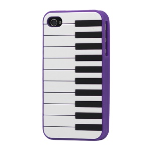Stylish Piano Silicone Cover Case for iPhone 4 4S - Purple