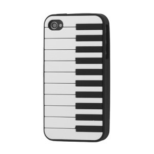 Stylish Piano Silicone Case Cover for iPhone 4 4S - Black