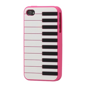 Stylish Piano Silicone Skin Case Cover for iPhone 4 4S - Rose