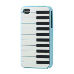 Stylish Piano Silicone Case Cover for iPhone 4 4S - Baby Blue