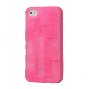 Retro Castle 3D Silicone Case Cover for iPhone 4 4S - Pink