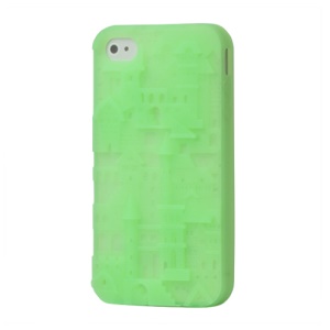 Retro 3D Castle Silicone Case Cover for iPhone 4 4S - Green