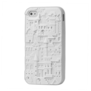 Retro 3D Castle Silicone Case for iPhone 4 4S - White