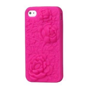 3D Silicone iPhone 4 4S Flowers Case Cover - Rose