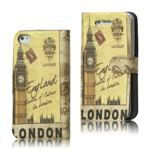 London Big Ben Wallet Leather Flip Case for iPhone 4 4S