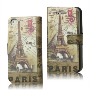 Paris Eiffel Tower Magnetic Leather Case Wallet for iPhone 4 4S