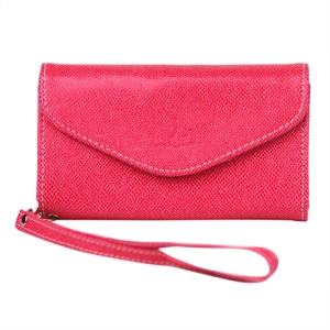 Wallet with Wrist Strap Leather Case for iPhone 4 4S Samsung i9100 etc - Rose