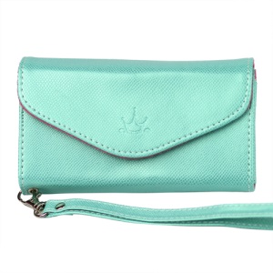 Wallet with Wrist Strap Leather Case for iPhone 4 4S Samsung i9100 etc - Blue