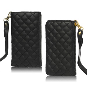 Grid Leather Case Cover for iPhone 4S 4 HTC One V Samsung S5690 Galaxy Xcover - Black
