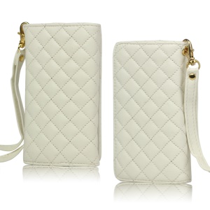 Grid Leather Case Cover for iPhone 4S 4 HTC One V Samsung S5690 Galaxy Xcover - White