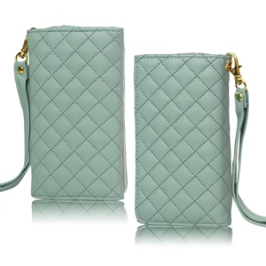 Grid Leather Case Cover for iPhone 4S 4 HTC One V Samsung S5690 Galaxy Xcover - Green