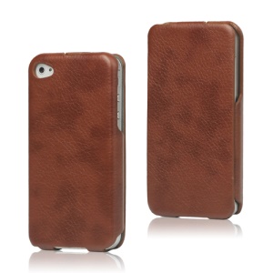 Slim Leather Case Cover for iPhone 4 4S - Coffee