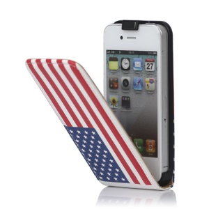American Flag Leather Case Cover for iPhone 4 4S