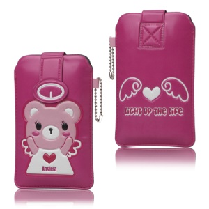 Cute Bear Leather Pouch with Chain for iPhone 5 4S 4 iPod Touch HTC One V