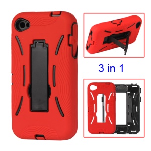 Snap-on Defender Stand Case for iPhone 4 4S - Red