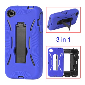 Snap-on Defender Stand Case for iPhone 4 4S - Blue