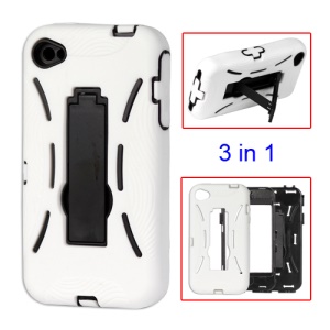 Snap-on Defender Stand Case for iPhone 4 4S - White