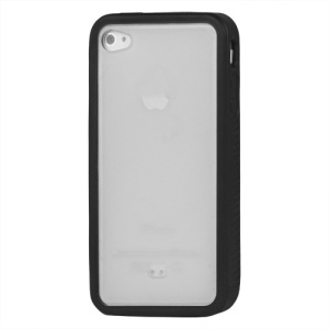 Stylish TPU & Plastic Hybrid Case for iPhone 4 4S - Black / Transparent