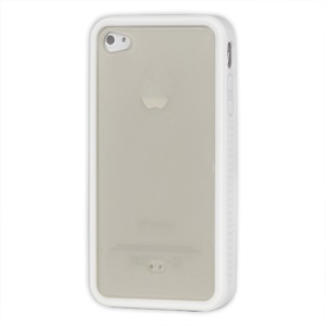 Stylish TPU & Plastic Hybrid Case for iPhone 4 4S - White / Transparent