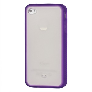 Stylish TPU & Plastic Hybrid Case for iPhone 4 4S - Purple / Transparent