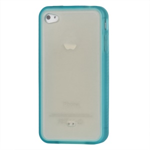 Stylish TPU & Plastic Hybrid Case for iPhone 4 4S - Baby Blue / Transparent